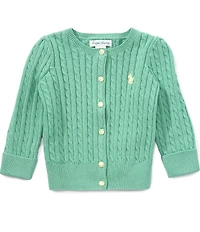 Ralph Lauren Baby Girls Puffed-Long-Sleeve Mini-Cable Cardigan