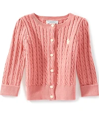 Ralph Lauren Baby Girls Puffed-Long-Sleeve Mini-Cable Cardigan