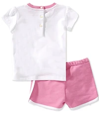 Ralph Lauren Baby Girls Puffed-Sleeve Polo Bear Jersey T-Shirt & Terry Shorts Set