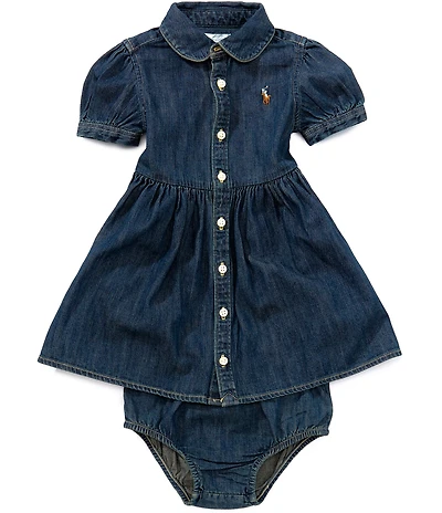 Ralph Lauren Baby Girls Short Sleeve Denim Shirtdress