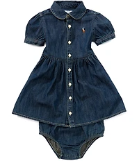 Ralph Lauren Baby Girls Short Sleeve Denim Shirtdress