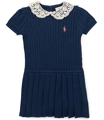 Ralph Lauren Baby Girls Short-Sleeve Mini-Cable Drop-Waist Sweater Dress