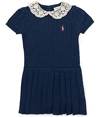 Ralph Lauren Baby Girls Short-Sleeve Mini-Cable Drop-Waist Sweater Dress