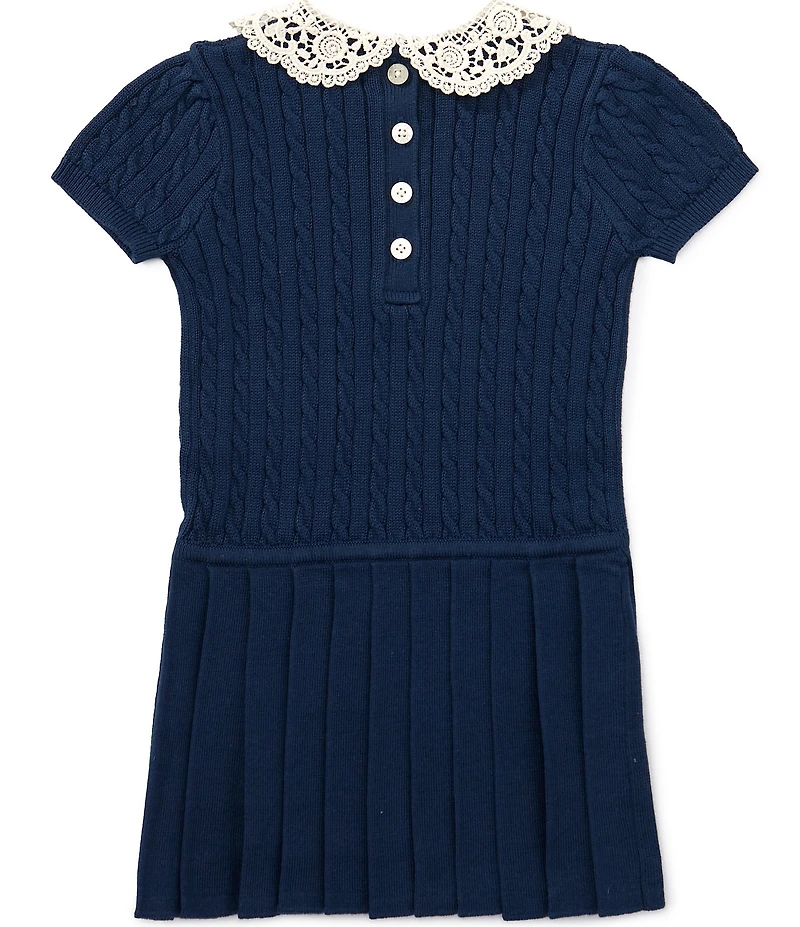 Ralph Lauren Baby Girls Short-Sleeve Mini-Cable Drop-Waist Sweater Dress