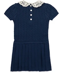 Ralph Lauren Baby Girls Short-Sleeve Mini-Cable Drop-Waist Sweater Dress