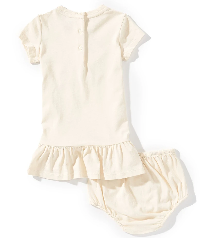 Ralph Lauren Baby Girls Short Sleeve Patchwork Bear Drop Waist Dress