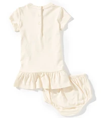 Ralph Lauren Baby Girls Short Sleeve Patchwork Bear Drop Waist Dress