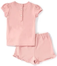 Ralph Lauren Baby Girls Short-Sleeve Polo Bear Jersey T-Shirt & Mesh Shorts Set