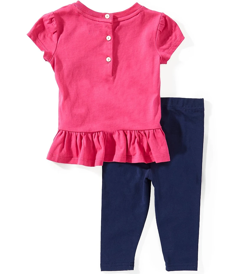 Ralph Lauren Baby Girls Short-Sleeve Polo Bear T-Shirt & Leggings Set