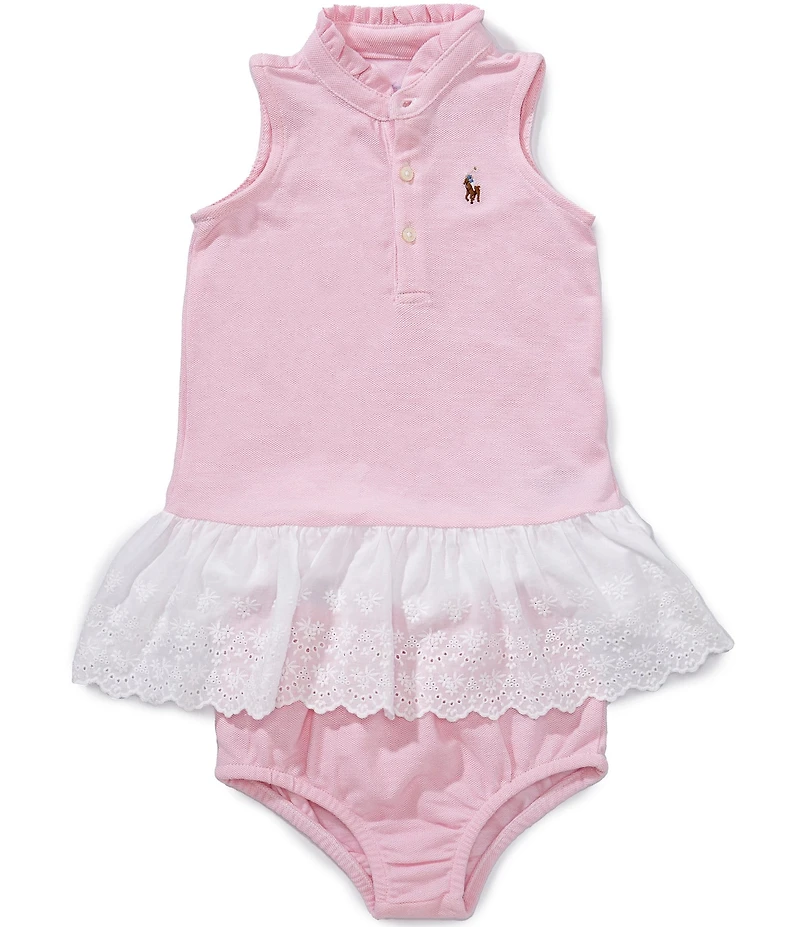 Ralph Lauren Baby Girls Sleeveless Scalloped Eyelet Cotton Mesh Dress