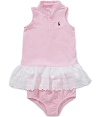 Ralph Lauren Baby Girls Sleeveless Scalloped Eyelet Cotton Mesh Dress