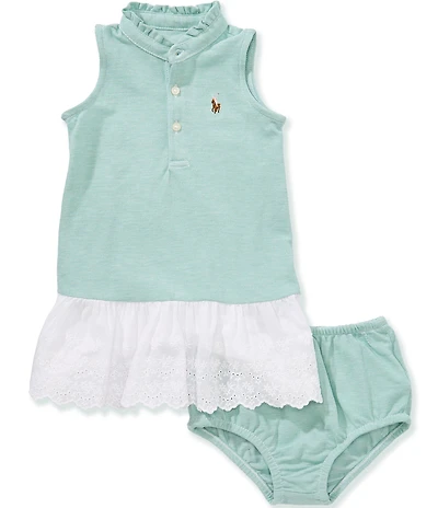Ralph Lauren Baby Girls Sleeveless Scalloped Eyelet Cotton Mesh Dress