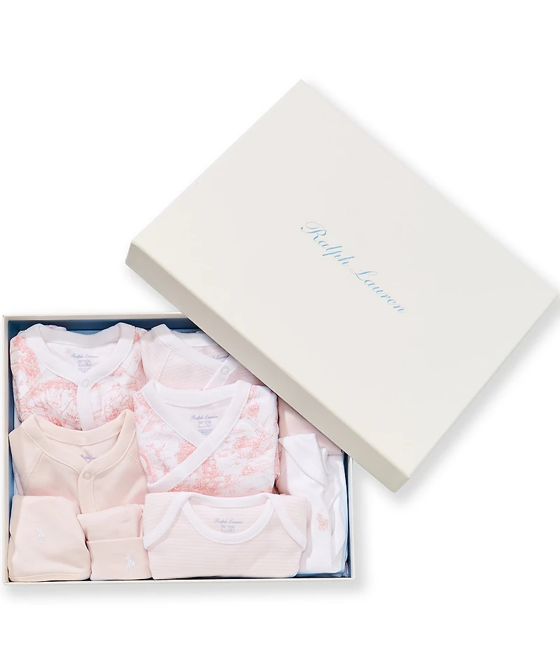 Ralph Lauren Baby Girls Ultra-Soft Cotton Interlock Toile 12-Piece Gift Set