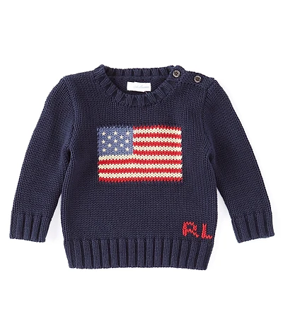 Ralph Lauren Baby Boys Long Sleeve American Flag Sweater