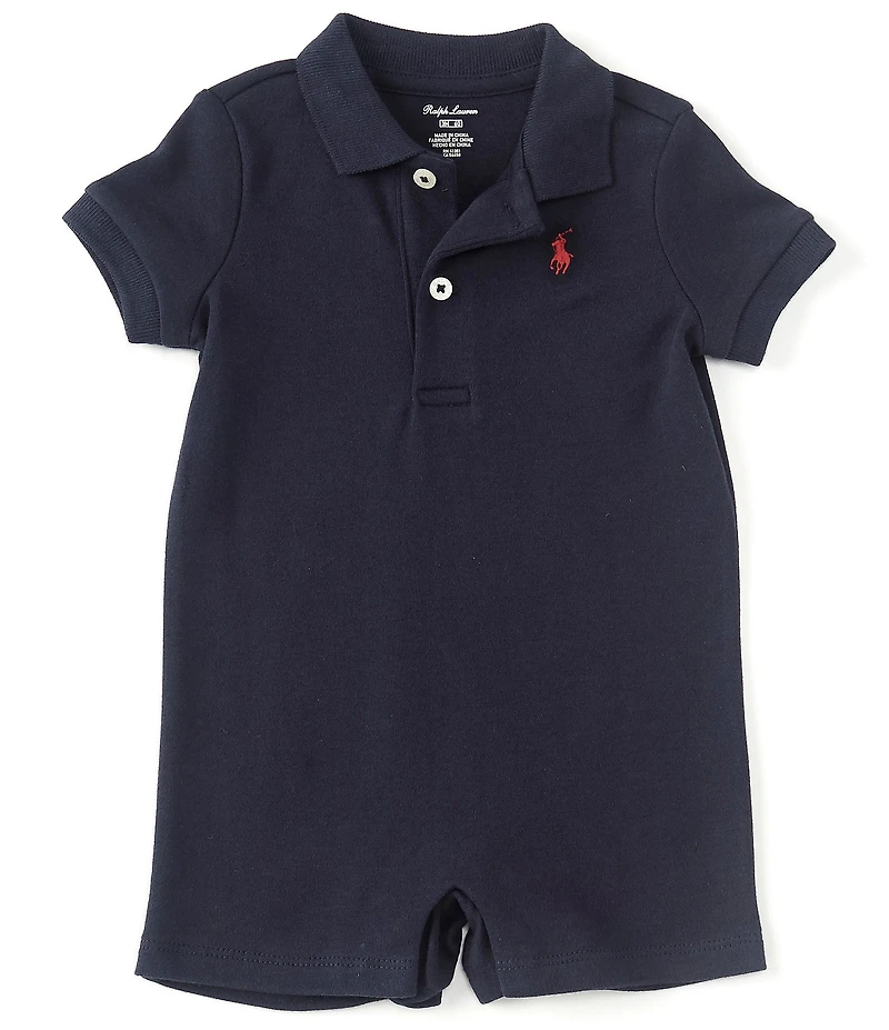 Ralph Lauren Baby Boys Short Sleeve Polo Interlock Shortall