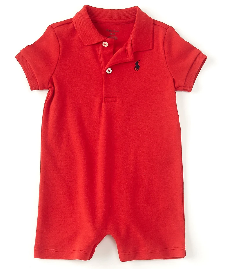 Ralph Lauren Baby Boys Short Sleeve Polo Interlock Shortall