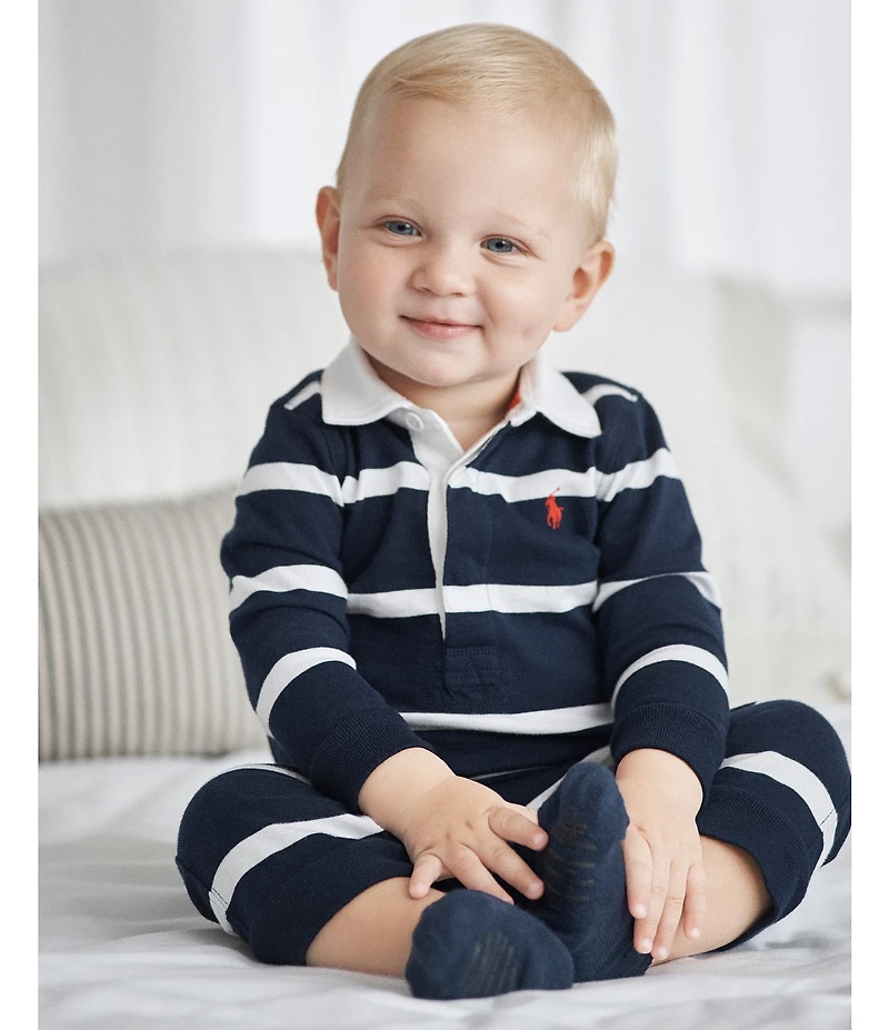 Ralph Lauren Baby Boys Rugby-Stripe Coveralls