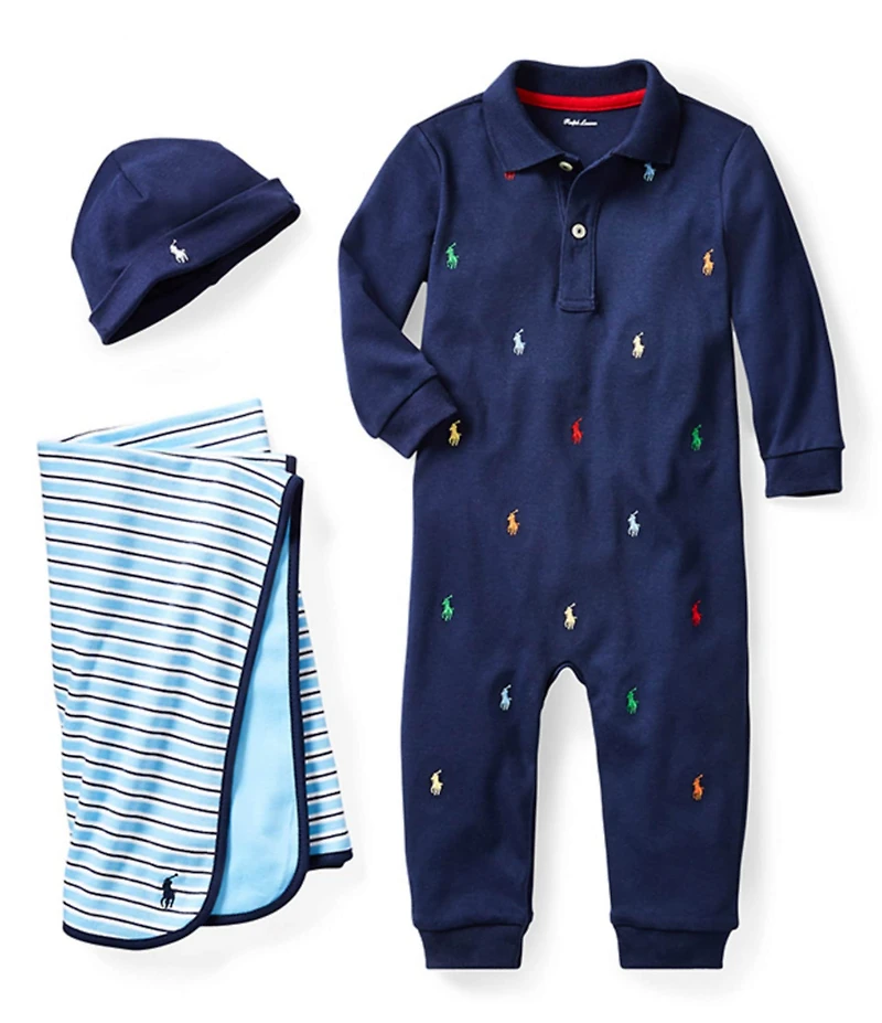 Ralph Lauren Baby Boys Schiffli-Embroidered Coverall