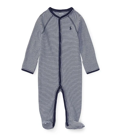 Ralph Lauren Baby Boys Solid-Trim Striped Footie Coverall