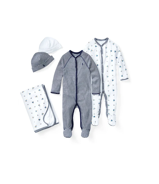 Ralph Lauren Baby Boys Newborn Bear Printed Footie Coverall