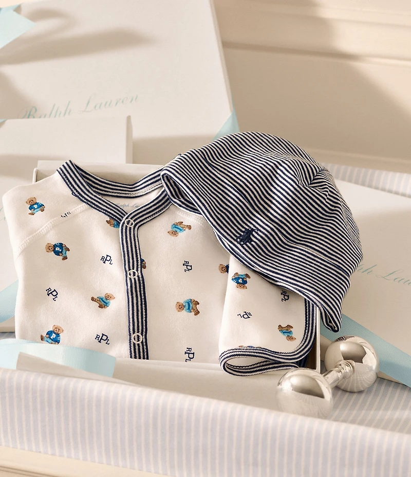 Ralph Lauren Baby Boys Newborn Bear Printed Footie Coverall