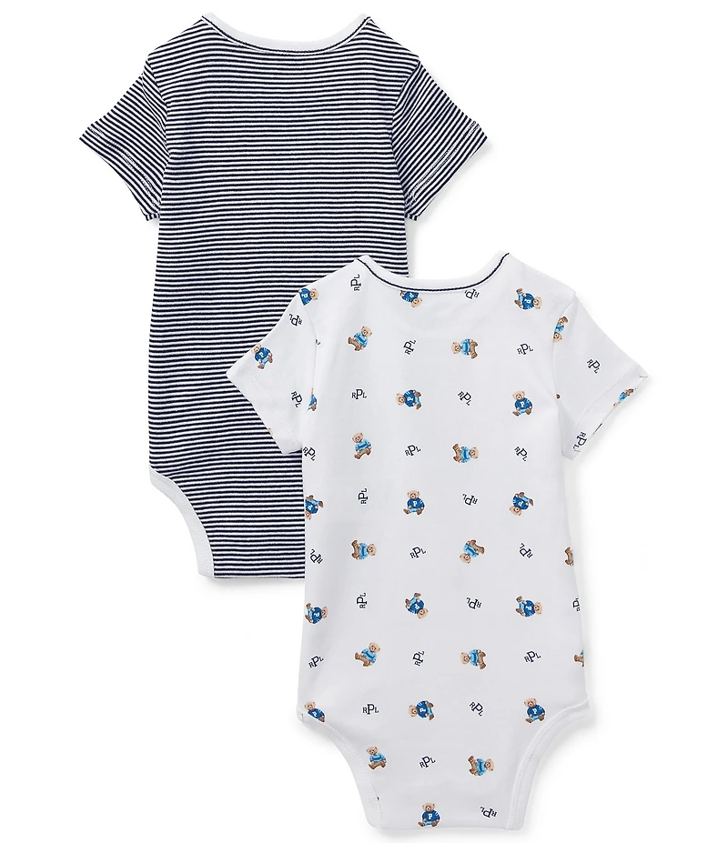 Ralph Lauren Baby Boys Stripe & Bear Printed Short Sleeve Bodysuit 2-Pack
