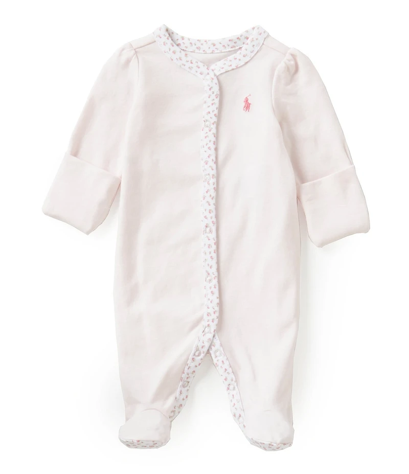 Ralph Lauren Baby Girls Floral-Trim Footie Coverall