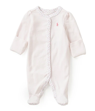 Ralph Lauren Baby Girls Floral-Trim Footie Coverall