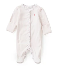 Ralph Lauren Baby Girls Floral-Trim Footie Coverall