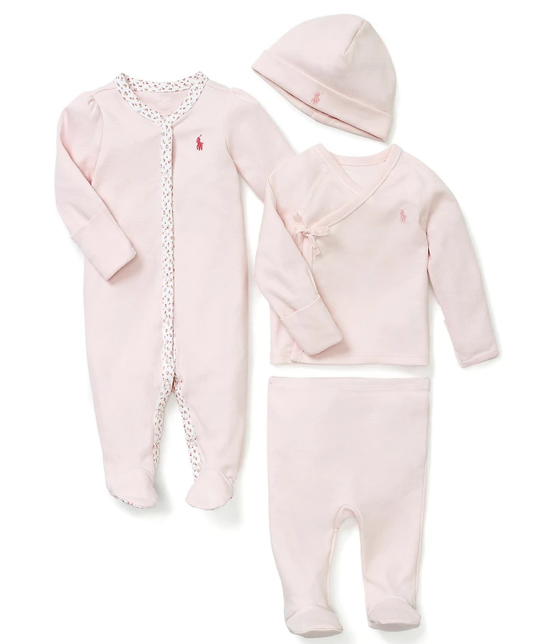Ralph Lauren Baby Girls Floral-Trim Footie Coverall