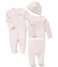 Ralph Lauren Baby Girls Floral-Trim Footie Coverall
