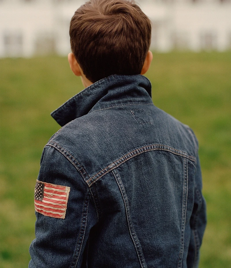 Polo Ralph Lauren Big Boys 8-20 American Flag Patch Denim Trucker Jacket