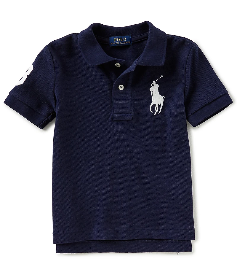 Polo Ralph Lauren Little Boys Short Sleeve Oversized Logo Classic Mesh Polo Shirt