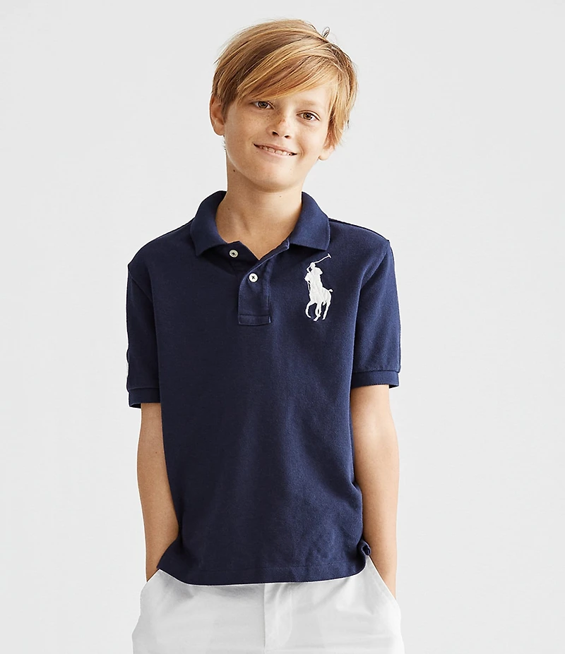 Polo Ralph Lauren Little Boys Short Sleeve Oversized Logo Classic Mesh Polo Shirt