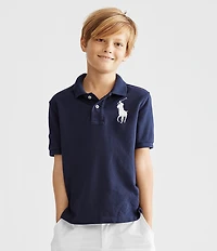 Polo Ralph Lauren Little Boys Short Sleeve Oversized Logo Classic Mesh Polo Shirt