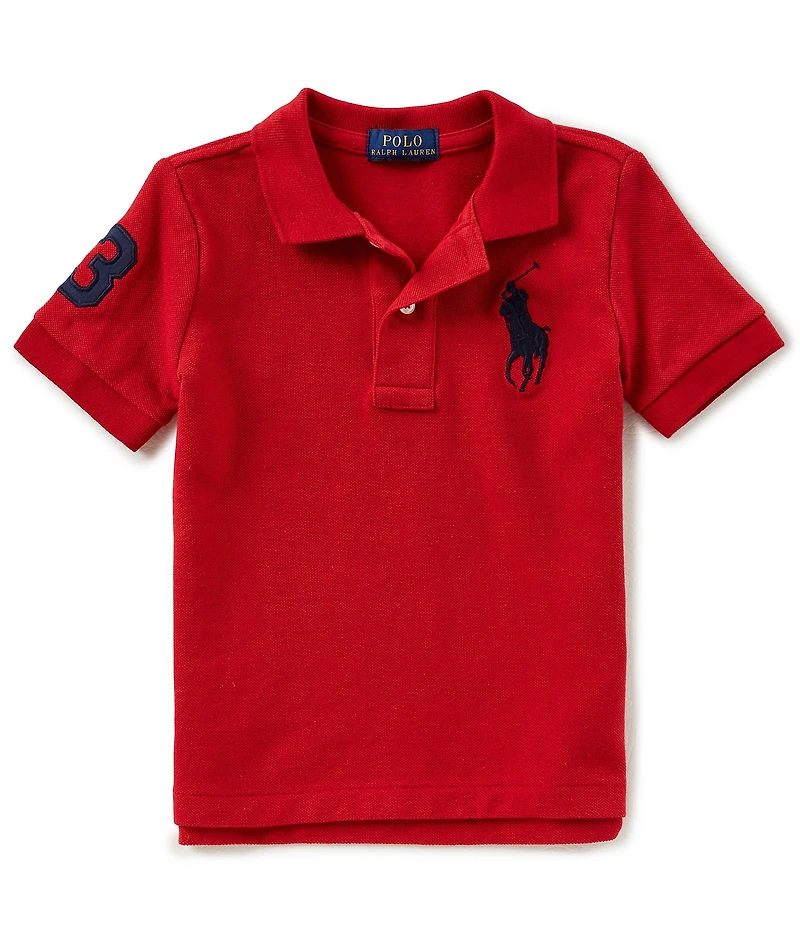 Polo Ralph Lauren Little Boys Short Sleeve Oversized Logo Classic Mesh Polo Shirt