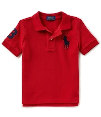 Polo Ralph Lauren Little Boys Short Sleeve Oversized Logo Classic Mesh Polo Shirt