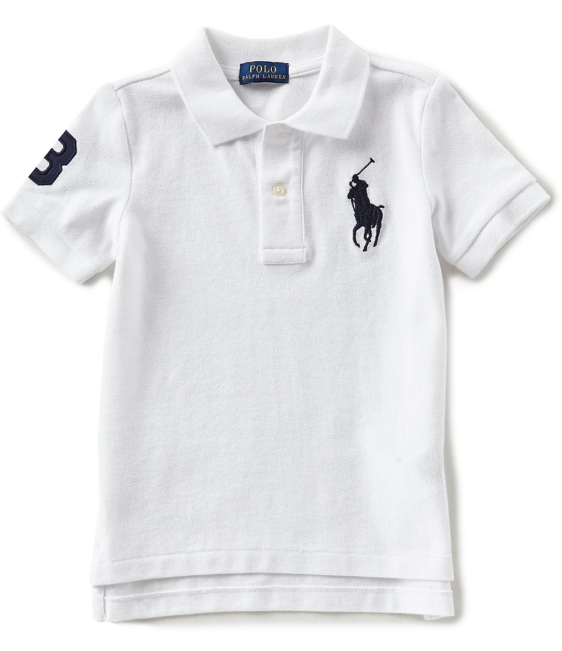 Polo Ralph Lauren Little Boys Short Sleeve Oversized Logo Classic Mesh Polo Shirt