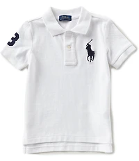 Polo Ralph Lauren Little Boys Short Sleeve Oversized Logo Classic Mesh Polo Shirt