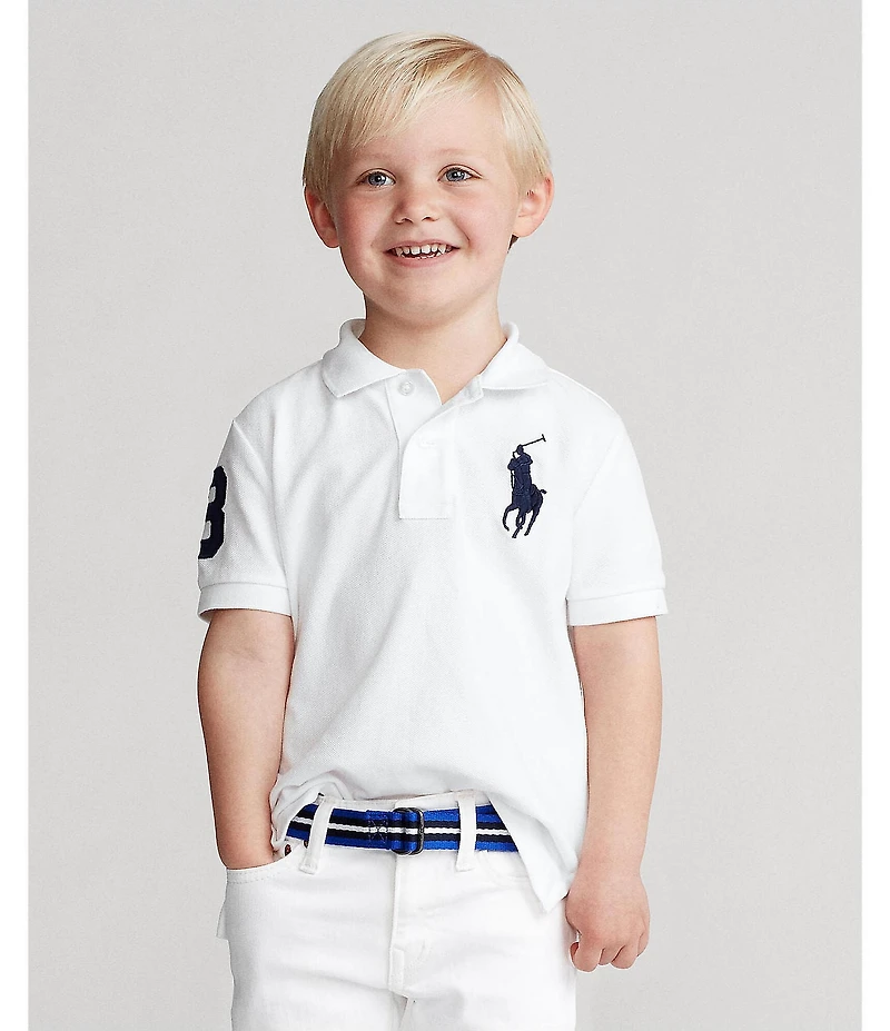 Polo Ralph Lauren Little Boys Short Sleeve Oversized Logo Classic Mesh Polo Shirt