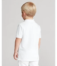 Polo Ralph Lauren Little Boys Short Sleeve Oversized Logo Classic Mesh Polo Shirt
