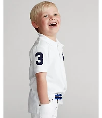 Polo Ralph Lauren Little Boys Short Sleeve Oversized Logo Classic Mesh Polo Shirt