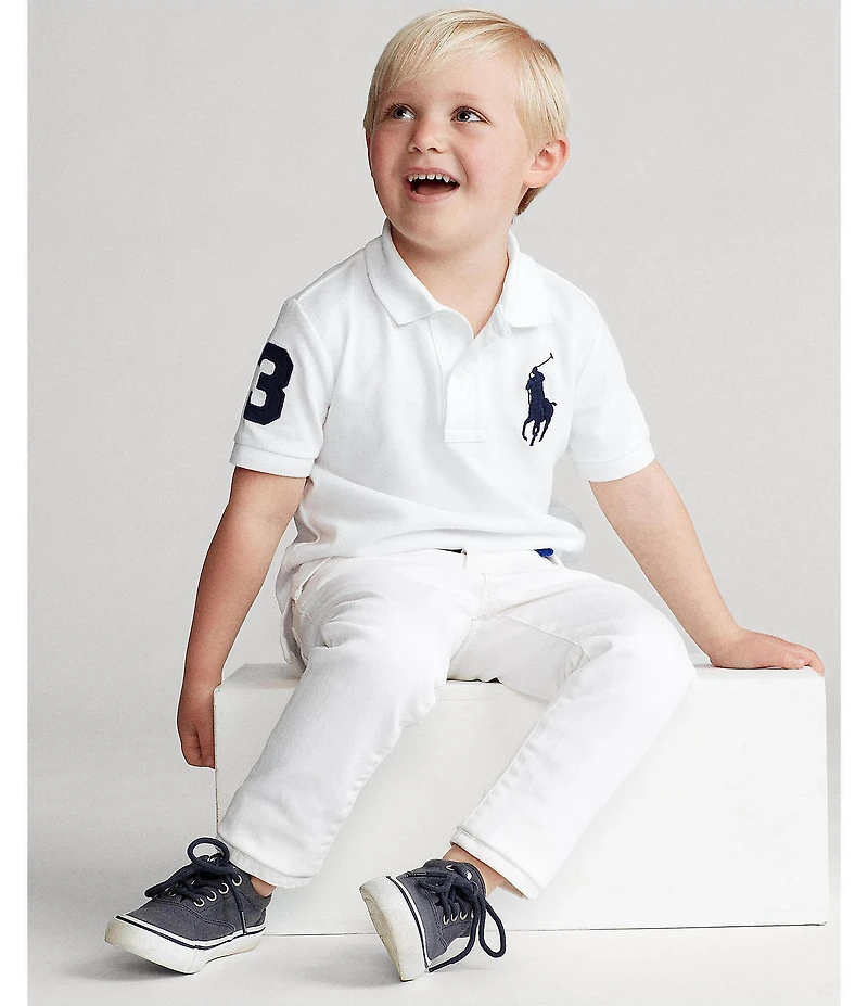 Polo Ralph Lauren Little Boys Short Sleeve Oversized Logo Classic Mesh Polo Shirt