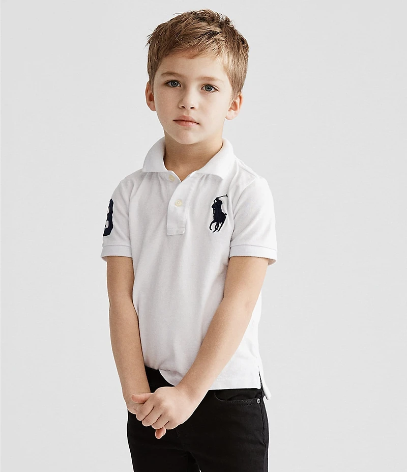 Polo Ralph Lauren Little Boys Short Sleeve Oversized Logo Classic Mesh Polo Shirt