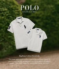 Polo Ralph Lauren Little Boys Short Sleeve Oversized Logo Classic Mesh Polo Shirt