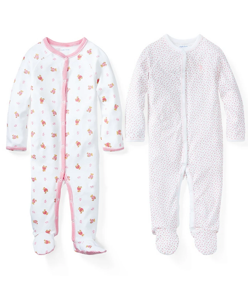 Ralph Lauren Baby Girls Long Sleeves Polo Bear Footie Coverall