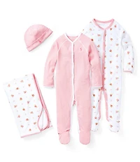 Ralph Lauren Baby Girls Long Sleeves Polo Bear Footie Coverall