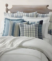 Ralph Lauren Delaney Chambray Ruffled Decorative Throw Pillow