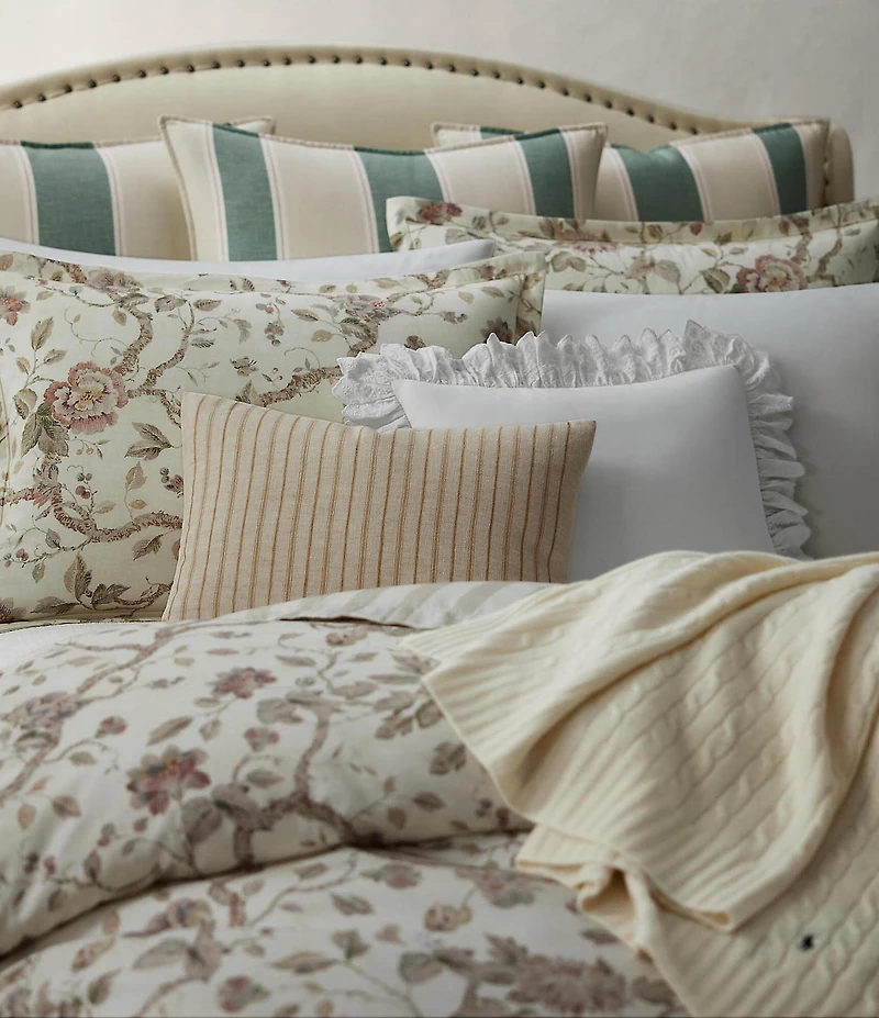 Ralph Lauren Elsie Collection Mia Embroidered Decorative Throw Pillow