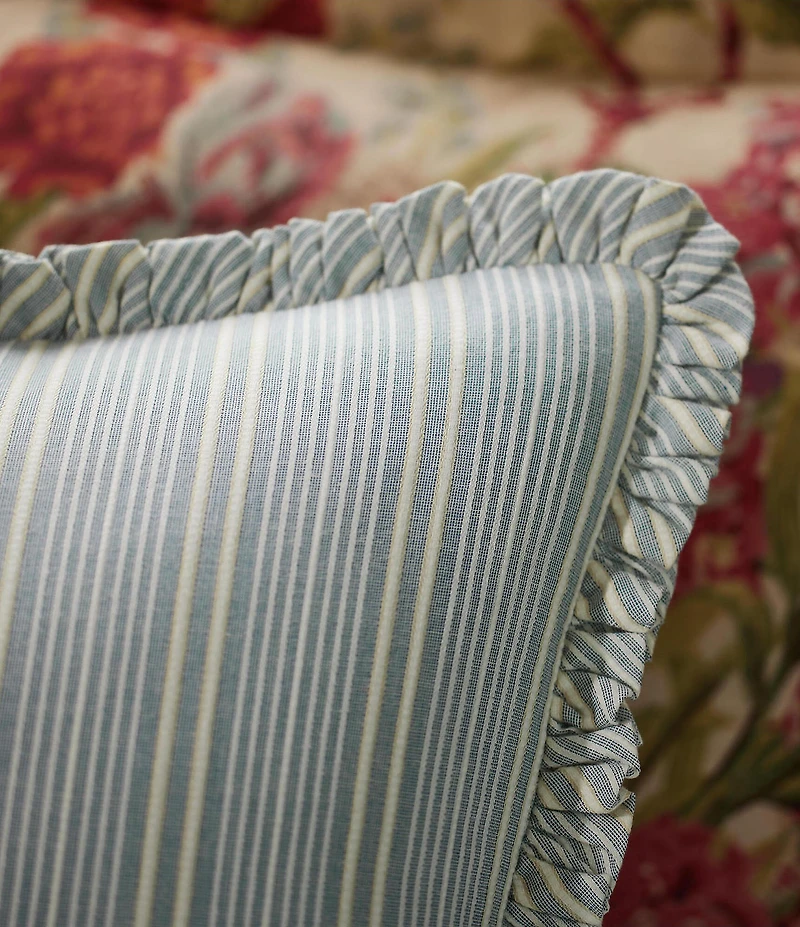 Ralph Lauren Islabella Woven Striped Ruffled Throw Square Pillow